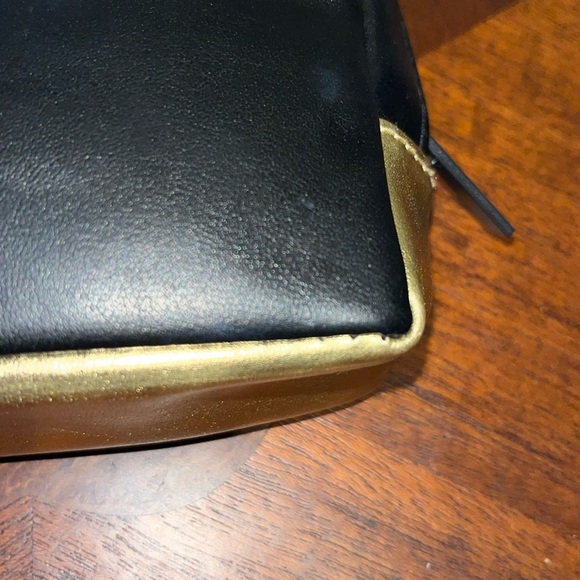 YSL  Beaute Bag  Black/gold vinyl lined in black nylon  YSL gold foil front logo - Picture 11 of 13